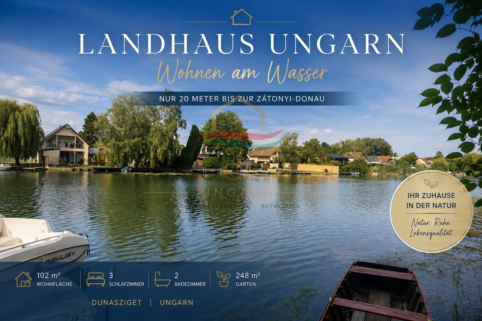 Woongebouw van 102 m² op slechts 20 meter van de Zátonyi-Donau. – Dunasziget