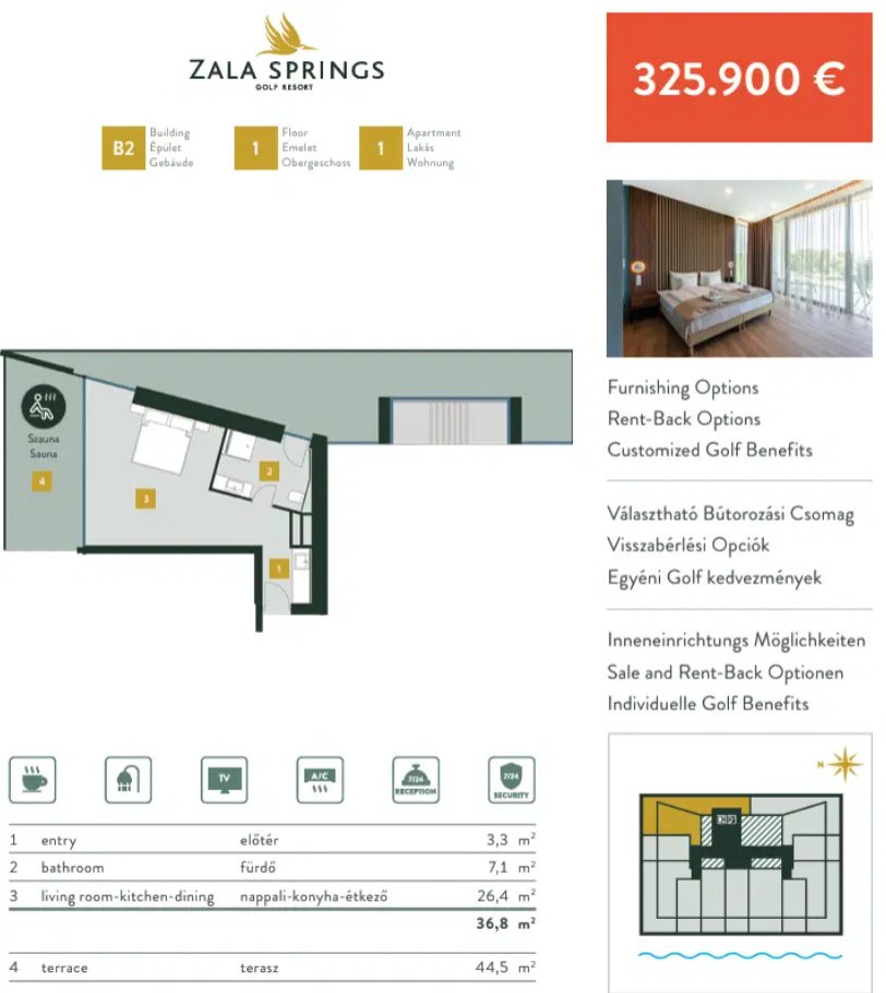 (AAA) Luxeriöses Apartment im besten Golf Resort Ungarns zur Eigennutzung oder Vermietung – Kehidakustány, Bild 19 von 19