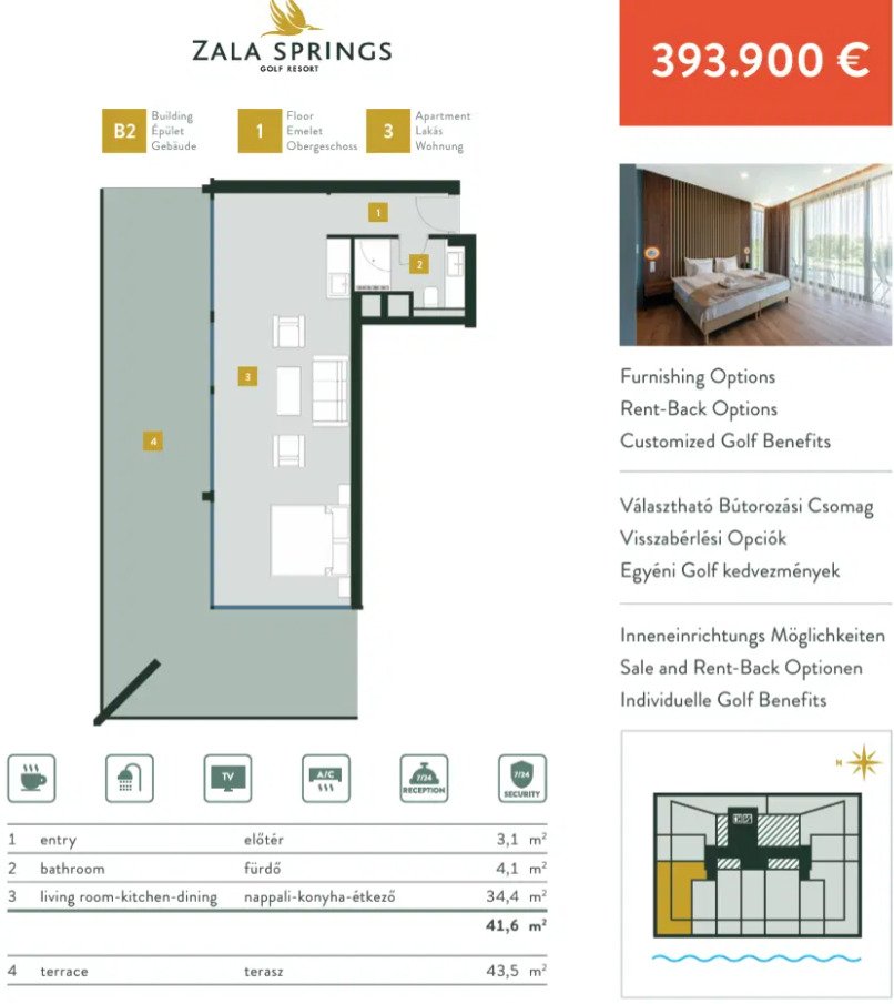 (AAA) Luxus apartman Magyarország legjobb golfpályáján, személyes használatra vagy bérbeadásra. – Kehidakustány, 12/12. kép